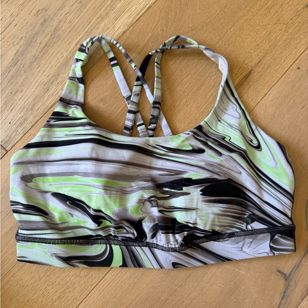 lululemon athletica Marble Print Sports Bra - Green and Black